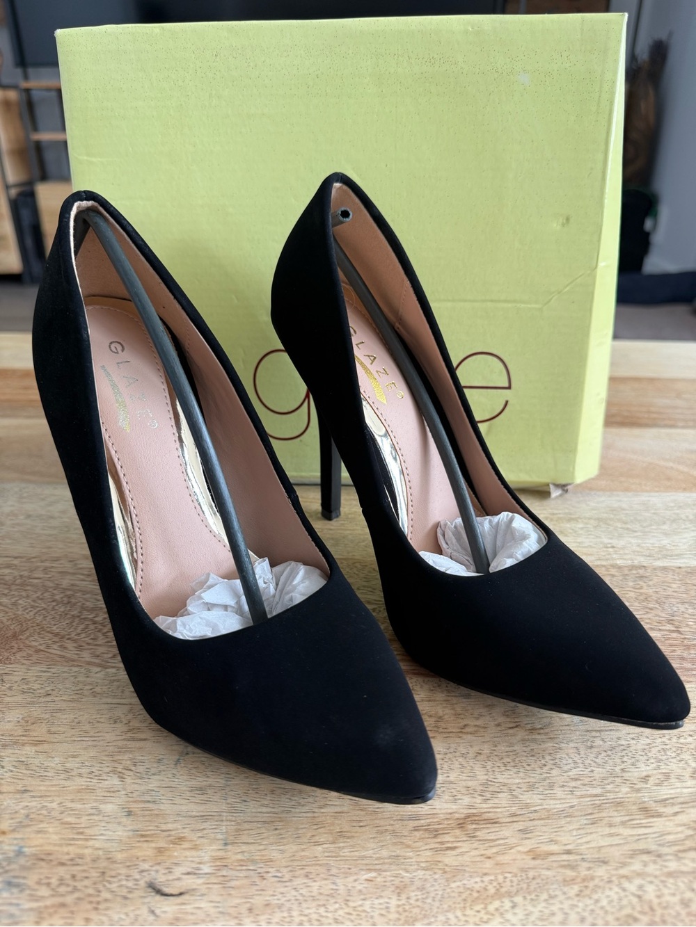Glaze Black Suede Pointed Stiletto Pumps 7